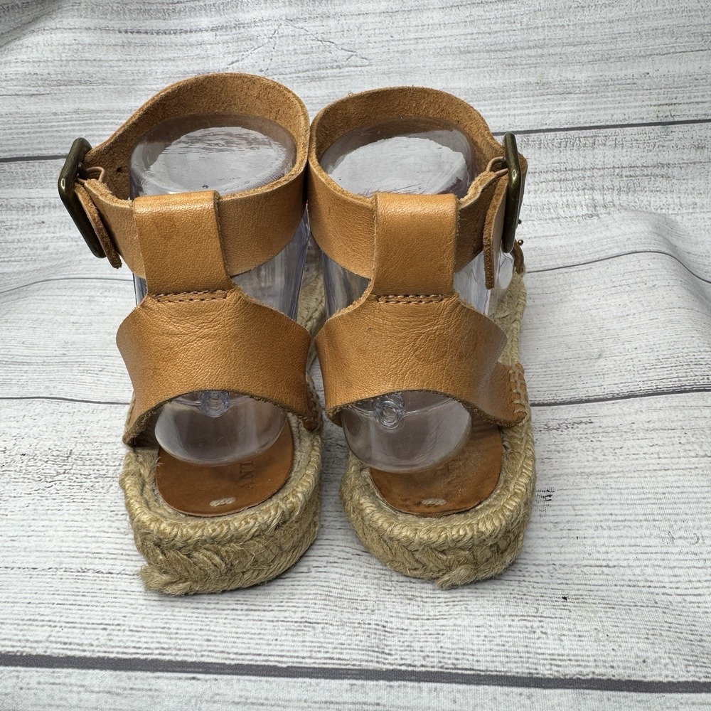 Soludos x Anthropologie Bahia Brown Leather Floral Espadrille‎ Sandals Size 6.5 - Picture 5 of 8